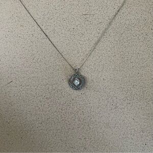 Vintage silver necklace with crystal pendant | pendant jewelry diamond